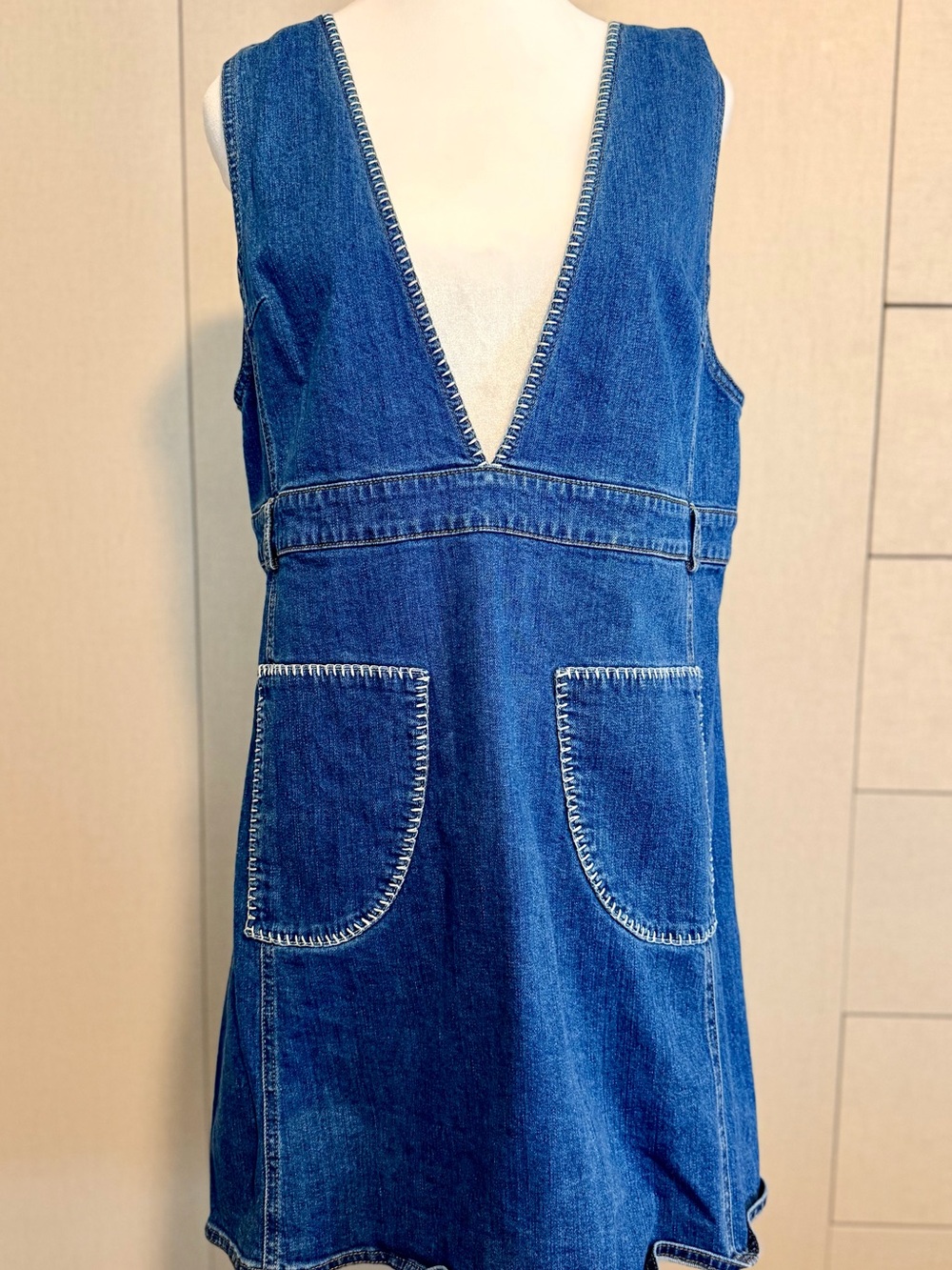 See By Chloé Blue Denim V-Neck Pinafore